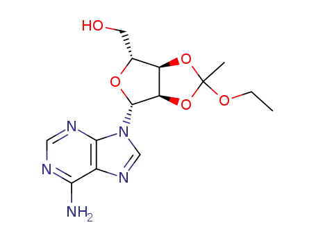 Molecular Structure of 42867-77-6 (9-[2,3-O-(1-ethoxyethylidene)pentofuranosyl]-9H-purin-6-amine)