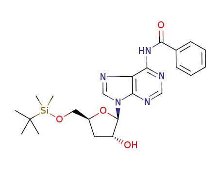 Molecular Structure of 136452-13-6 (Adenosine, N-benzoyl-3'-deoxy-5'-O-[(1,1-dimethylethyl)dimethylsilyl]-)
