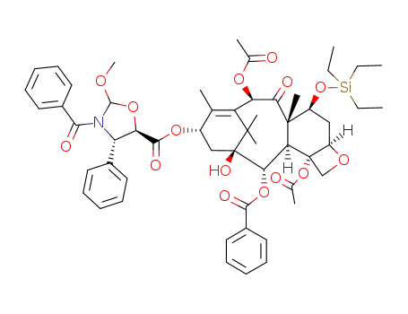 Molecular Structure of 906370-55-6 (13-O-[[(4S,5R)-3-N-benzoyl-4-phenyloxazolidin-2RS-methoxy-5-yl]carbonyl]-7-O-triethylsilylbaccatin III)