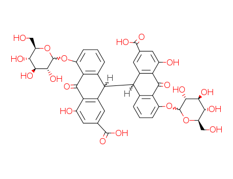 [9,9'-Bianthracene]-2,2'-dicarboxylicacid, 5,5'-bis(b-D-glucopyranosyloxy)-9,9',10,10'-tetrahydro-4,4'-dihydroxy-10,10'-dioxo-(517-43-1)