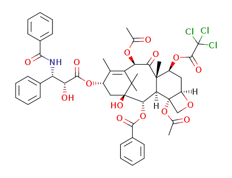 Molecular Structure of 1033962-72-9 (13-[(2'R,3'S)-3'-benzoylamino-3'-phenyl-2'-hydroxypropinonyl]-7-trichloroacetylbaccatin III)