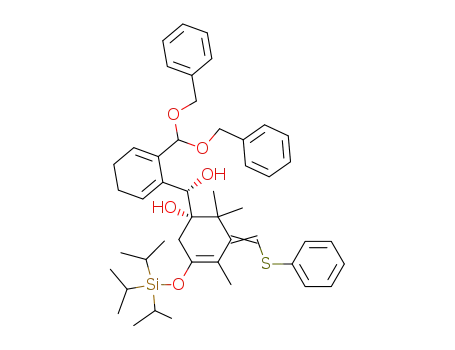 (S)-1-{(S)-[6-(Bis-benzyloxy-methyl)-cyclohexa-1,5-dienyl]-hydroxy-methyl}-4,6,6-trimethyl-5-[1-phenylsulfanyl-meth-(E)-ylidene]-3-triisopropylsilanyloxy-cyclohex-3-enol