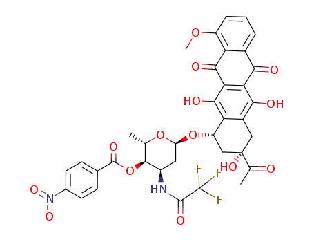 Molecular Structure of 62445-20-9 (7-O-<2,3,6-tridesoxy-4'-O-p-nitrobenzoyl-3-(trifluoroacetamido)-α-L-ribo-hexopyranosyl>daunomycinone)