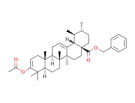 Molecular Structure of 869788-72-7 ((1S,2R,4aS,6aS,6bR,8aR,12aR,12bR,14bS)-10-Acetoxy-1,2,6a,6b,9,9,12a-heptamethyl-1,3,4,5,6,6a,6b,7,8,8a,9,12,12a,12b,13,14b-hexadecahydro-2H-picene-4a-carboxylic acid benzyl ester)