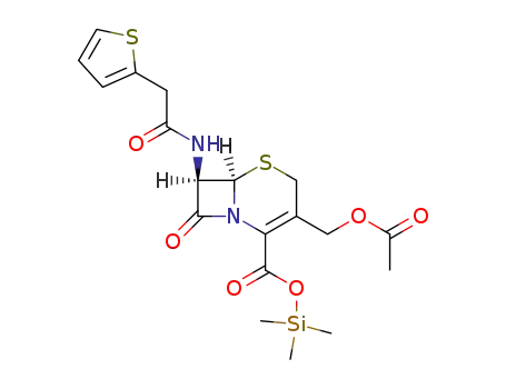 Molecular Structure of 80927-95-3 (3-(trimethylsiloxy)-8-oxo-7-(2-(2-thienyl) acetamido)-5-thiazabicyclo [4.2.0]Carboxylic acid)
