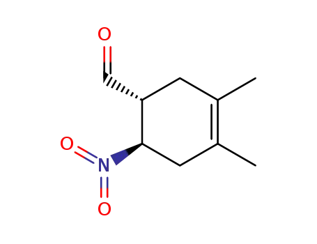 Molecular Structure of 125488-63-3 ((4R,5R)-1-C-(1,2-dimethyl-4-nitrocyclohex-1-en-5-yl)carbaldehyde)