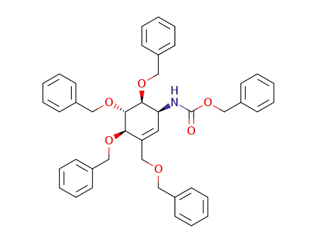 (1L)-(1,3,4/2)-1,2,3-tri-O-benzyl-4-[(benzyloxycarbonyl)amino]-6-[(benzyloxy)methyl]cyclohex-5-ene-1,2,3-triol