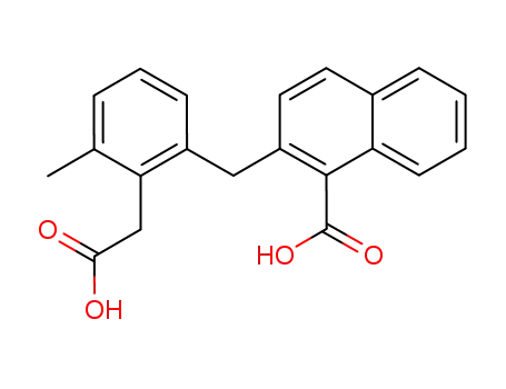 Molecular Structure of 152123-69-8 (2-<(2-(Carboxymethyl)-3-methylphenyl)methyl>naphthoic acid)
