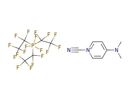 Molecular Structure of 945614-37-9 (1-cyano-4-dimethylaminopyridinium tris(pentafluoroethyl)trifluorophosphate)