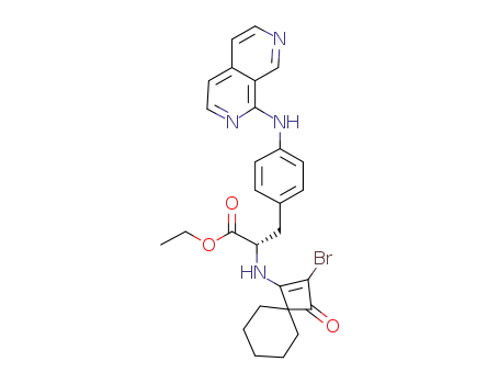 Molecular Structure of 455264-30-9 ((S)-ethyl 3-(4-(2,7-naphthyridin-1-ylaMino)phenyl)-2-(2-broMo-3-oxospiro[3.5]non-1-en-1-ylaMino)propanoate)