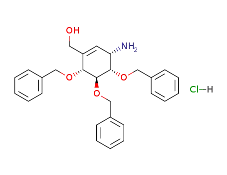 ((3S,4S,5S,6R)-3-Amino-4,5,6-tris-benzyloxy-cyclohex-1-enyl)-methanol; hydrochloride