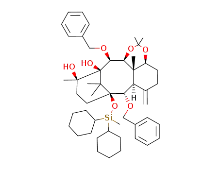 Molecular Structure of 194420-24-1 ((4S,4aS,5S,6S,7R,8R,11S,12S,12aR)-6,12-Dibenzyloxy-11-(dicyclohexylmethylsiloxy)-4,5-(isopropylidenedioxy)-4a,8,13,13-tetramethyl-1-methylenetetradecahydro-7,11-methanobenzocyclodecene-7,8-diol)