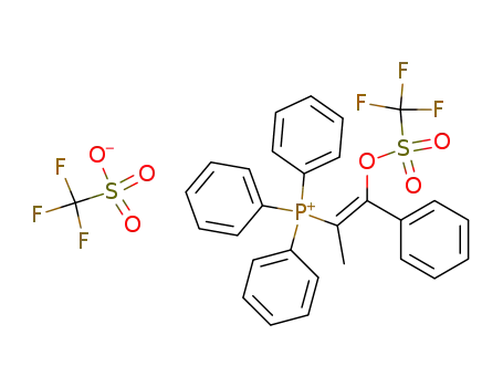 Molecular Structure of 84370-15-0 (Trifluoro-methanesulfonate((Z)-1-methyl-2-phenyl-2-trifluoromethanesulfonyloxy-vinyl)-triphenyl-phosphonium;)