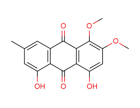 Molecular Structure of 89701-79-1 (9,10-Anthracenedione, 4,5-dihydroxy-1,2-dimethoxy-7-methyl-)