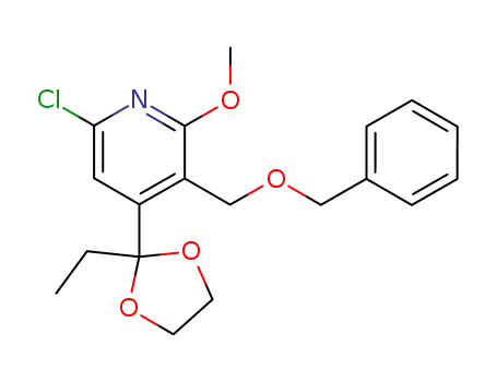 Molecular Structure of 183433-67-2 (3-Benzyloxymethyl-6-chloro-4-(2-ethyl-[1,3]dioxolan-2-yl)-2-methoxy-pyridine)