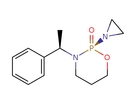 Molecular Structure of 72578-61-1 ((<i>R</i>)-2-aziridin-1-yl-3-((<i>R</i>)-1-phenyl-ethyl)-[1,3,2]oxazaphosphinane 2-oxide)