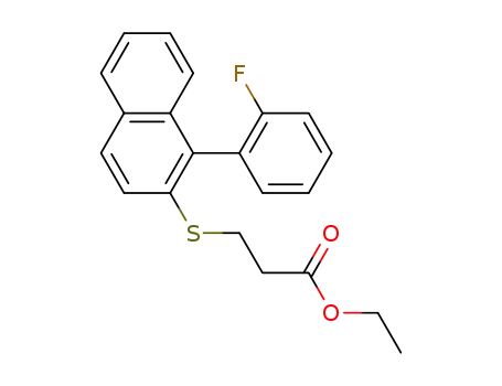 Molecular Structure of 1264712-19-7 (3-[1-(2-fluorophenyl)naphthalen-2-ylsulfanyl]propionic acid ethyl ester)