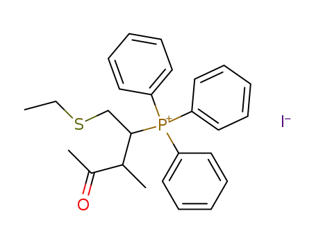 Molecular Structure of 104803-75-0 (Phosphonium, [1-[(ethylthio)methyl]-2-methyl-3-oxobutyl]triphenyl-,
iodide)