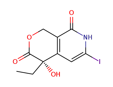 Molecular Structure of 173442-34-7 ((S)-4-ethyl-4-hydroxy-6-iodo-3-oxo-1H-pyrano[3,4-c]-8-pyridone)