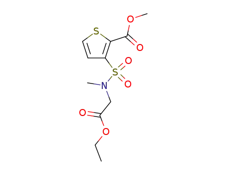 Molecular Structure of 59804-24-9 (methyl 3-<<N-<(ethoxycarbonyl)methyl>-N-methylamino>sulfonyl>-2-thiophenecarboxylate)