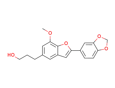Molecular Structure of 530-22-3 (5-(3-Hydroxypropyl)-7-methoxy-2-(3,4-methylenedioxyphenyl)benzofuran)
