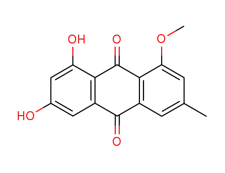 Molecular Structure of 3775-08-4 (9,10-Anthracenedione, 1,3-dihydroxy-8-methoxy-6-methyl-)