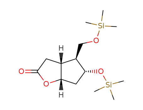 Molecular Structure of 118457-23-1 (7α-hydroxy-6β-hydroxymethylene-2-oxabicyclo<3.3.0>octan-3-one bistrimethylsilyl ether)