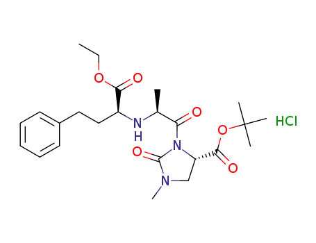 t-butyl-(4S)-3-[(2S)-2-[[(1S)-1-(ethoxycarbonyl)-3-phenylpropyl]amino]-1-oxopropyl]-1-methyl-2-oxo-4-imidazolidinecarboxylate hydrochloride