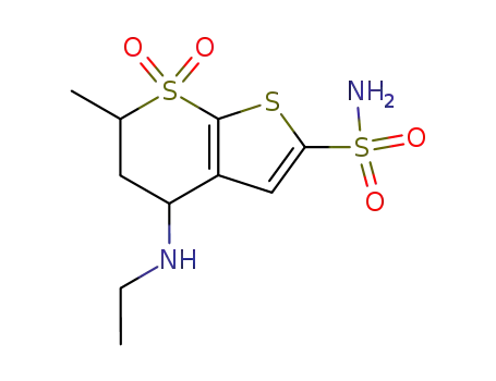 Molecular Structure of 120280-13-9 (trans-6-Methyl-4-ethylamino-5,6-dihydro-4H-thieno[2,3-b]thiopyran-2-sulfonamide-7,7-dioxide)