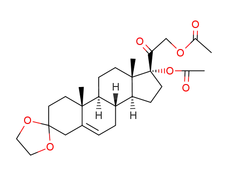 Molecular Structure of 145013-90-7 (17α,21-diacetoxy-3,3-ethylenedioxypregn-5-ene-20-one)