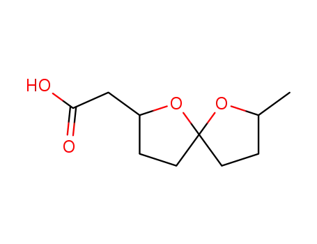 Molecular Structure of 4316-49-8 (7-Methyl-1,6-dioxaspiro[4.4]nonane-2-acetic acid)