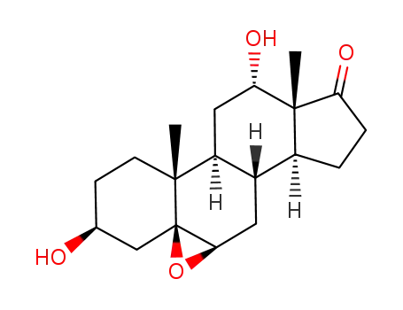 Molecular Structure of 58324-06-4 (5,6β-epoxy-3β,12α-dihydroxy-5β-androstan-17-one)