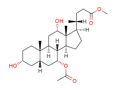 Molecular Structure of 7432-44-2 (methyl (3alpha,5beta,7alpha,12alpha)-7-acetoxy-3,12-dihydroxycholan-24-oate)