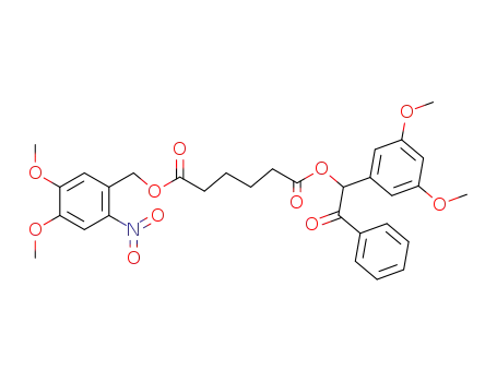 Molecular Structure of 457612-13-4 (adipic acid (4,5-dimethoxy-2-nitrobenzyl) ester (3',5'-dimethoxybenzoin) ester)