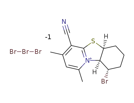 Molecular Structure of 123484-51-5 (1,3-dimethyl-4-cyano-5a,9a-cis-9,9a-trans-6,7,8,9,5a,9a-hexahydrobenzo<b>thiazolo<3,2-a>pyridinium tribromide)