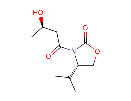 Molecular Structure of 77877-38-4 ((3'R,4S)-3-(3'-hydroxybutanoyl)-4-(1-methylethyl)-2-oxazolidinone)