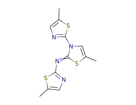 Molecular Structure of 137768-80-0 ((5,5'-dimethyl-[2,3'-bithiazolyl]-2'-ylidene)-(5-methylthiazol-2-yl)-amine)