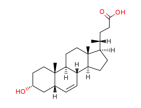 Molecular Structure of 3664-87-7 (3-hydroxy-6-cholen-24-oic acid)