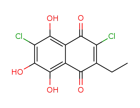 Molecular Structure of 1093132-36-5 (6-hydroxy-2,7-dichloro-3-ethylnaphthazarin)