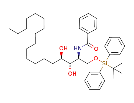 Molecular Structure of 157117-30-1 (N-[(1S,2S,3R)-1-(tert-Butyl-diphenyl-silanyloxymethyl)-2,3-dihydroxy-heptadecyl]-benzamide)