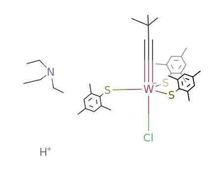 Molecular Structure of 111997-40-1 ({tungsten(C-t-Bu)(2,4,6-trimethylbenzenethiolate)3Cl}{HNEt<sub>3</sub>})