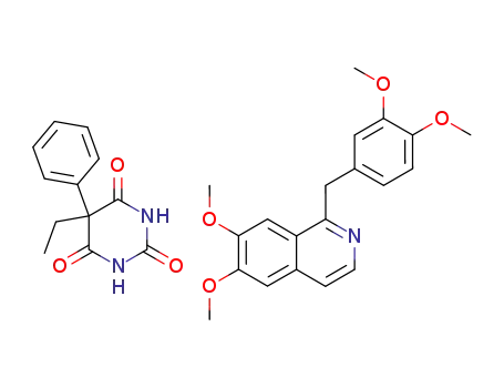 Molecular Structure of 5949-36-0 (5-ethyl-5-phenylbarbituric acid, compound with 1-[(3,4-dimethoxyphenyl)methyl]-6,7-dimethoxyisoquinoline (1:1))