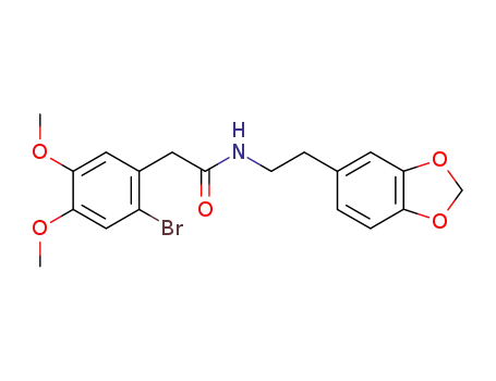 Molecular Structure of 25829-00-9 (N-(2-(benzo[d] [1,3]dioxol-5-yl)ethyl)-2-(2-bromo-4,5-dimethoxyphenyl)acetamide)