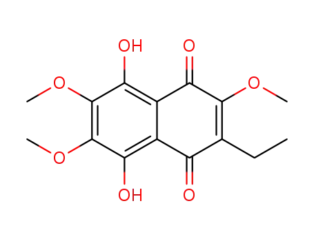 Molecular Structure of 133039-72-2 (2-ethyl-5,8-dihydroxy-3,6,7-trimethoxy-[1,4]naphthoquinone)