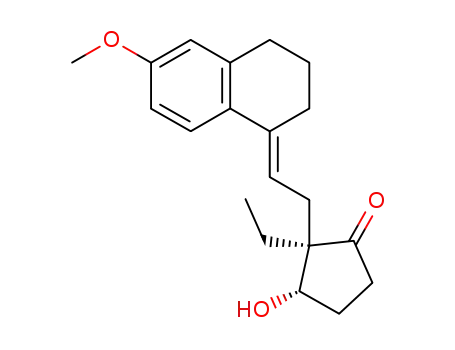 Molecular Structure of 51773-49-0 ([2R-[2alpha(E),3beta]]-2-[2-(3,4-dihydro-6-methoxy-1(2H)-naphthylidene)ethyl]-2-ethyl-3-hydroxycyclopentan-1-one)