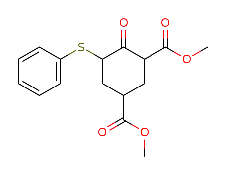 Molecular Structure of 121810-12-6 (4-Oxo-5-phenylsulfanyl-cyclohexane-1,3-dicarboxylic acid dimethyl ester)