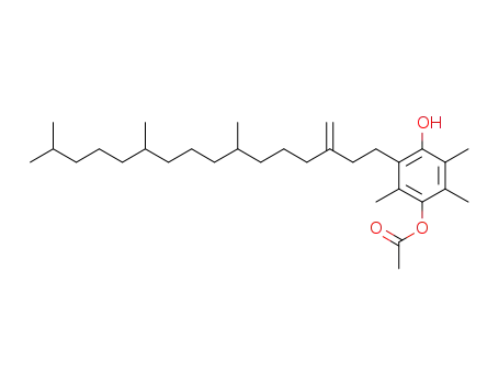 Molecular Structure of 696597-97-4 ((all-rac)-acetic acid 4-hydroxy-2,3,6-trimethyl-5-[3-(4,8,12-trimethyltridecyl)-but-3-enyl]phenyl ester)