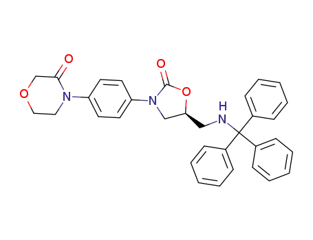 Molecular Structure of 1429334-08-6 (4-{4-[(5S)-5-(tritylaminomethyl)-2-oxo-1,3-oxazolidin-3-yl]phenyl}morpholin-3-one)