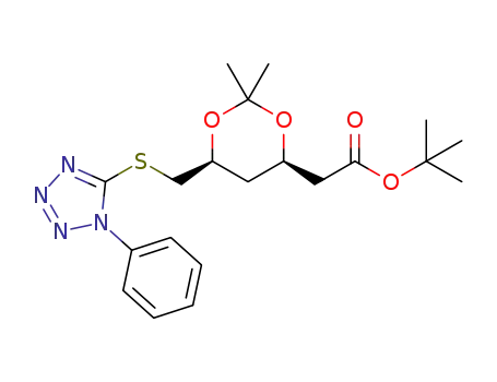 Molecular Structure of 380460-39-9 ([(4R,6S)-2,2-dimethyl-6-(1-phenyl-1H-tetrazol-5-ylsulfanylmethyl)[1,3]dioxan-4-yl]acetic acid tert-butyl ester)