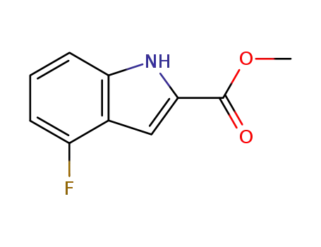 Molecular Structure of 113162-36-0 (1H-Indole-2-carboxylic acid, 4-fluoro-, methyl ester)